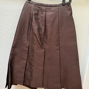Prada Brown Silk Pleated Skirt